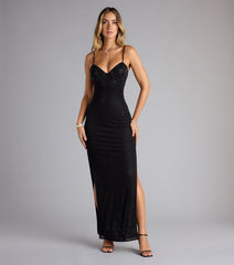 Adaline Rhinestone Glitter Mesh Formal Dress