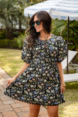 Midnight Bloom Black Floral Mini Dress
