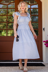 Seabrook Blue Stripe Tiered Midi Dress