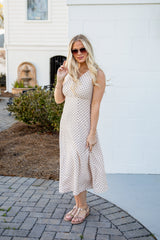 Dressed For The Day Polka Dot Cream Midi Dress