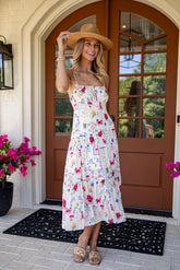 Passport Ready Cream Print Midi Dress