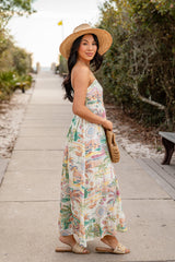 Tropical Vacation Off White Maxi Dress