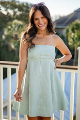 Spring Street Sage Stripe Mini Dress