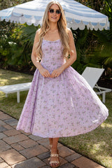 Meadow Bloom Lavender Floral Midi Dress