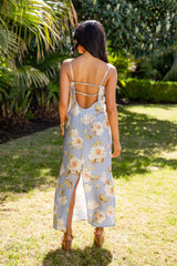 Magnolia Dream Light Blue Floral Maxi Dress