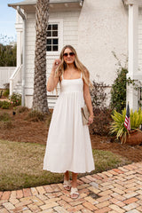 Want It All Sleeveless Off White Midi Dress