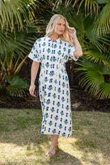 French Florals White Printed Midi Dress