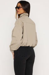 Cool Vibe Funnel Neck Jacket Khaki