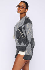 Daniela Argyle Knit Sweater Charcoal