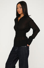 Felt Like Us Long Sleeve Top Black