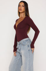 Girls Night Out Long Sleeve Bodysuit Wine
