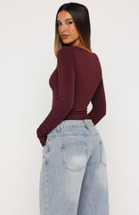 Girls Night Out Long Sleeve Bodysuit Wine