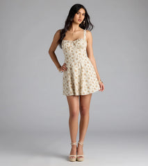 Sweetly Femme Floral Corset Lace-Up Mini Dress