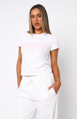 Decade Classics Varsity Relaxed Baby Tee White