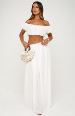 Flounce Flirt Maxi Skirt White