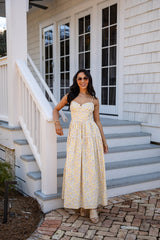 Sunlit Meadow Cream Floral Midi Dress