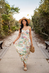 Tropical Vacation Off White Maxi Dress