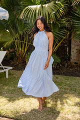 Precious Moments Blue Gingham Midi Dress