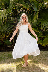 Dreaming Heart Lace Detail White Maxi Dress