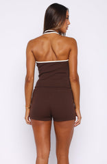Doing My Best Ribbed Halter Top Chocolate